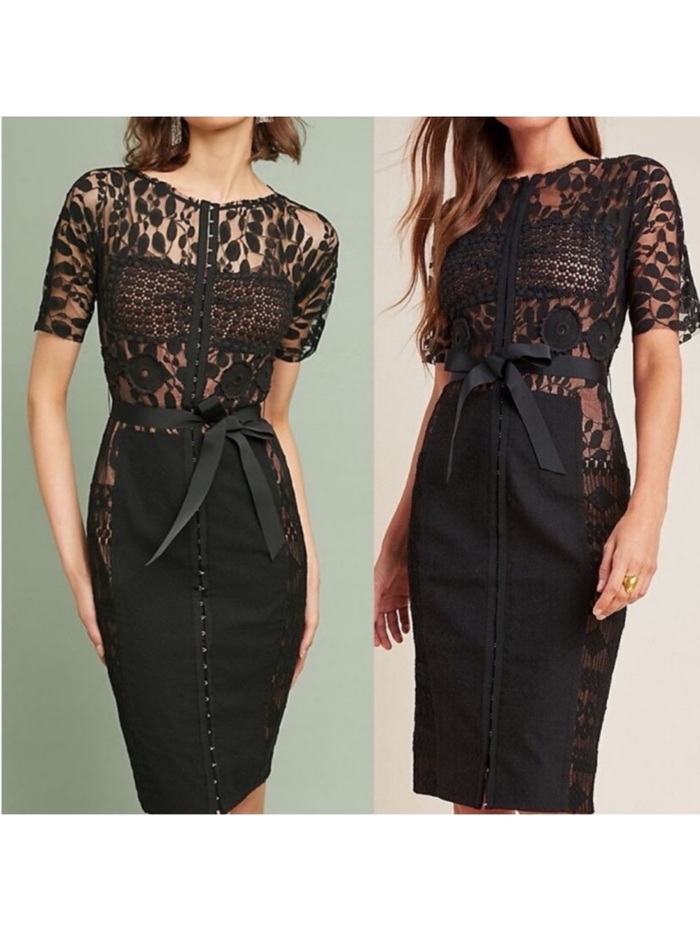 ANTHROPOLOGIE Beguile Byron Lars Dress  Black Lace Carissima *no ribbon